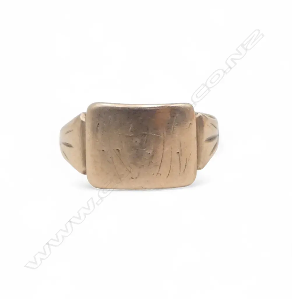9CT ROSE GOLD SIGNET RING 2.4gms with valuation SIZE L (split in bottom of shank) Image 1++