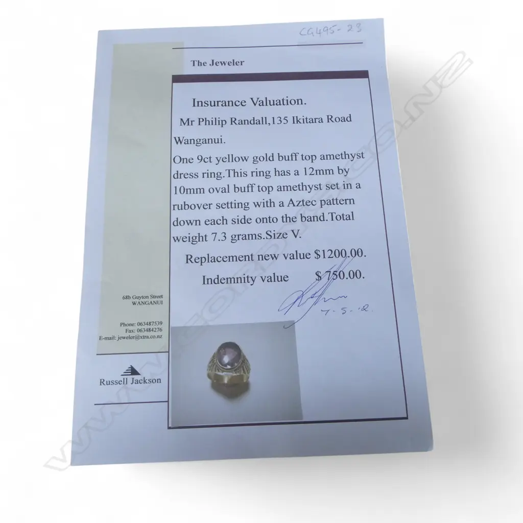 9CT GOLD AND AMETHYST? DRESS RING 7.3gms (VALUATION) SIZEU Image 1++