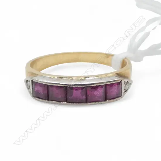 18CT GOLD RUBY & DIAMOND RING 3.1gms (valuation) SIZE L1/2