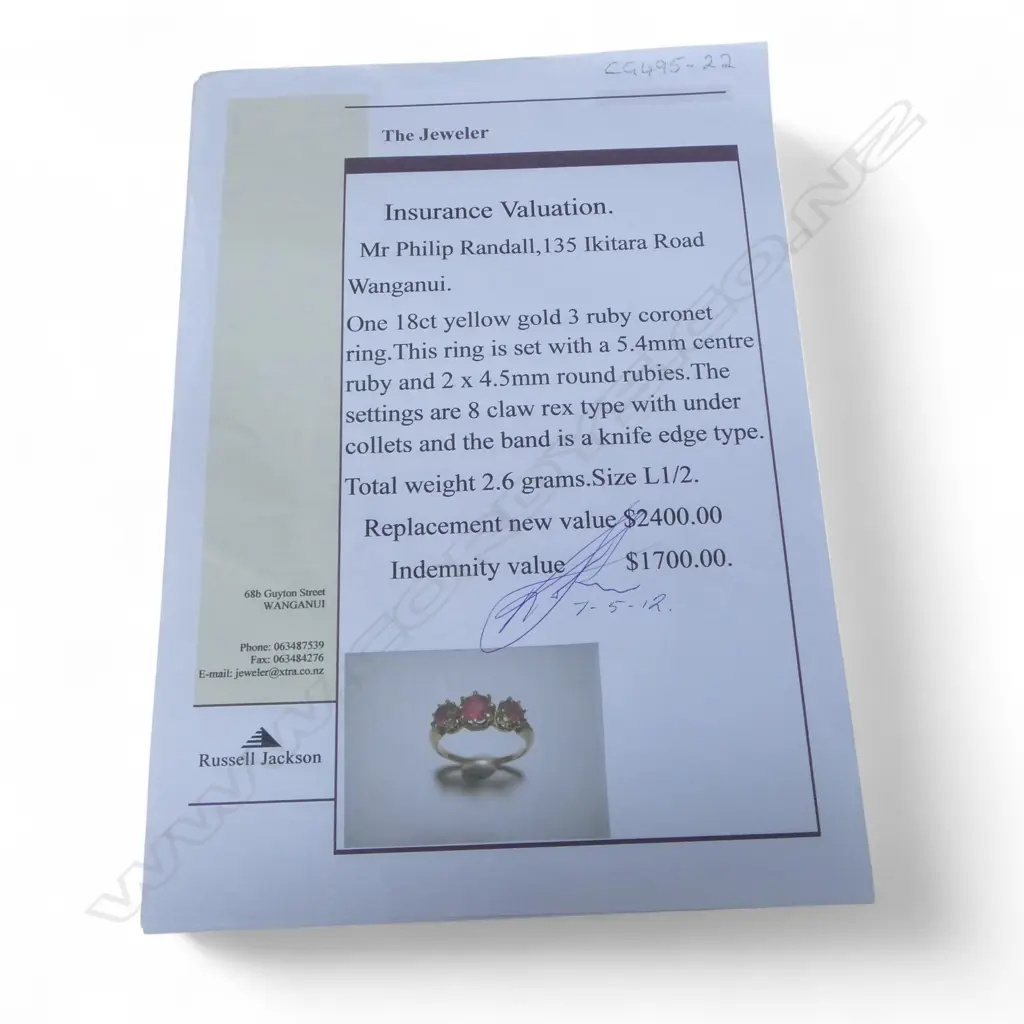 18CT GOLD AND RUBY? RING (VALUATION) 2.6gms SIZE L1/2 Image 1++