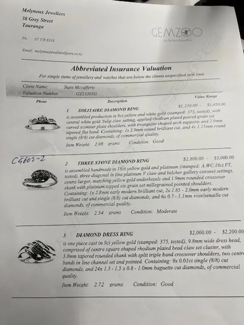 18ct GOLD & DIAMOND VINTAGE RING with valuation SIZE M Image 1++