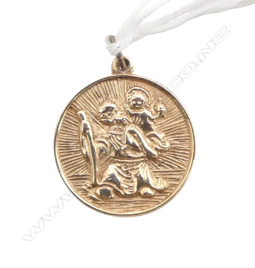 9ct ROSE GOLD ST. CHRISTOPHER PENDANT 2.6gms Image 1++