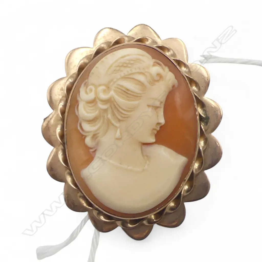 9CT GOLD AND CAMEO BROOCH 9gms Image 1++