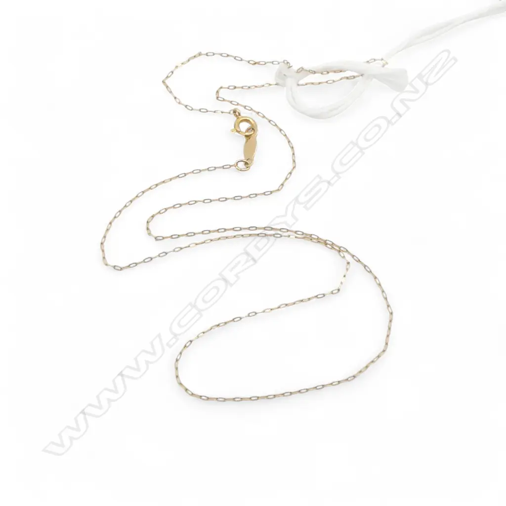 14ct GOLD FINE LINK NECK CHAIN L.380mm. 0.5gm Image 1++