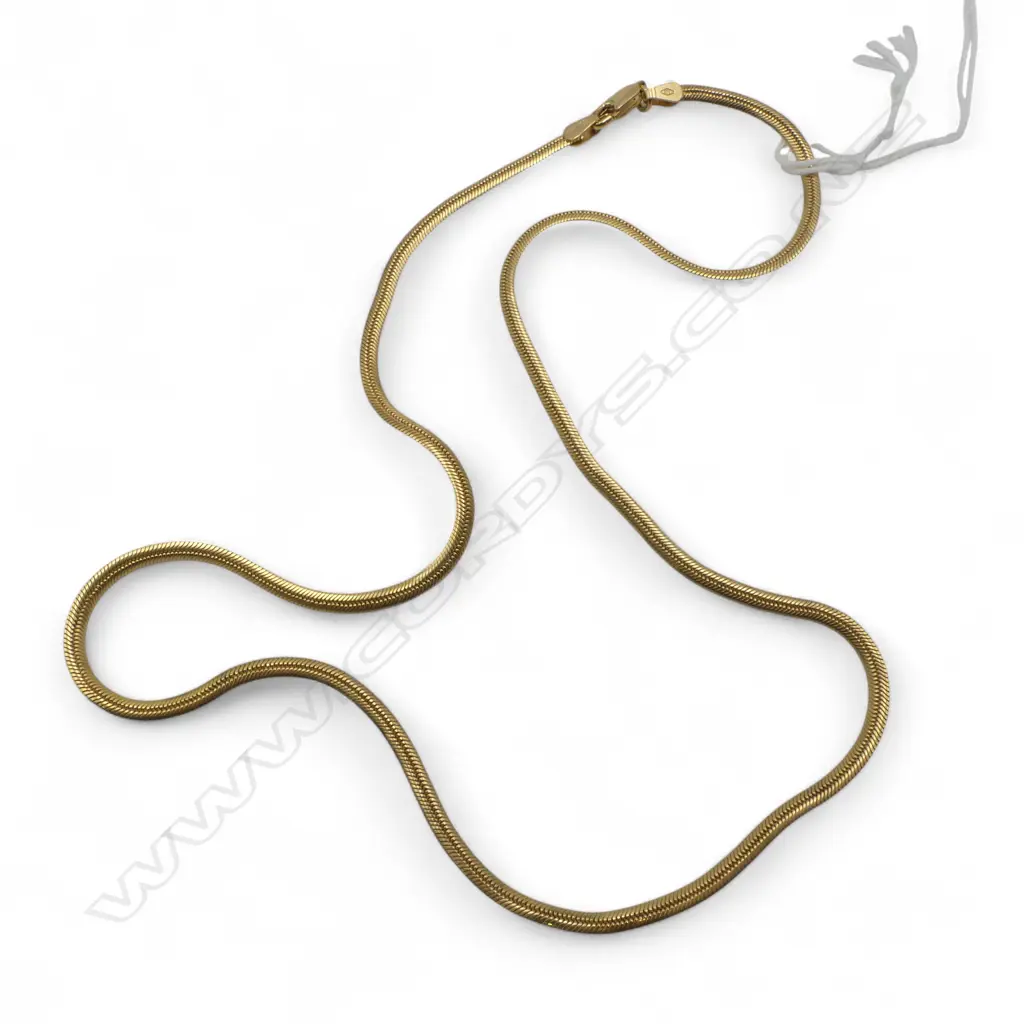 9CT GOLD NECKLACE flat link. L.460mm. 8gms Image 1++
