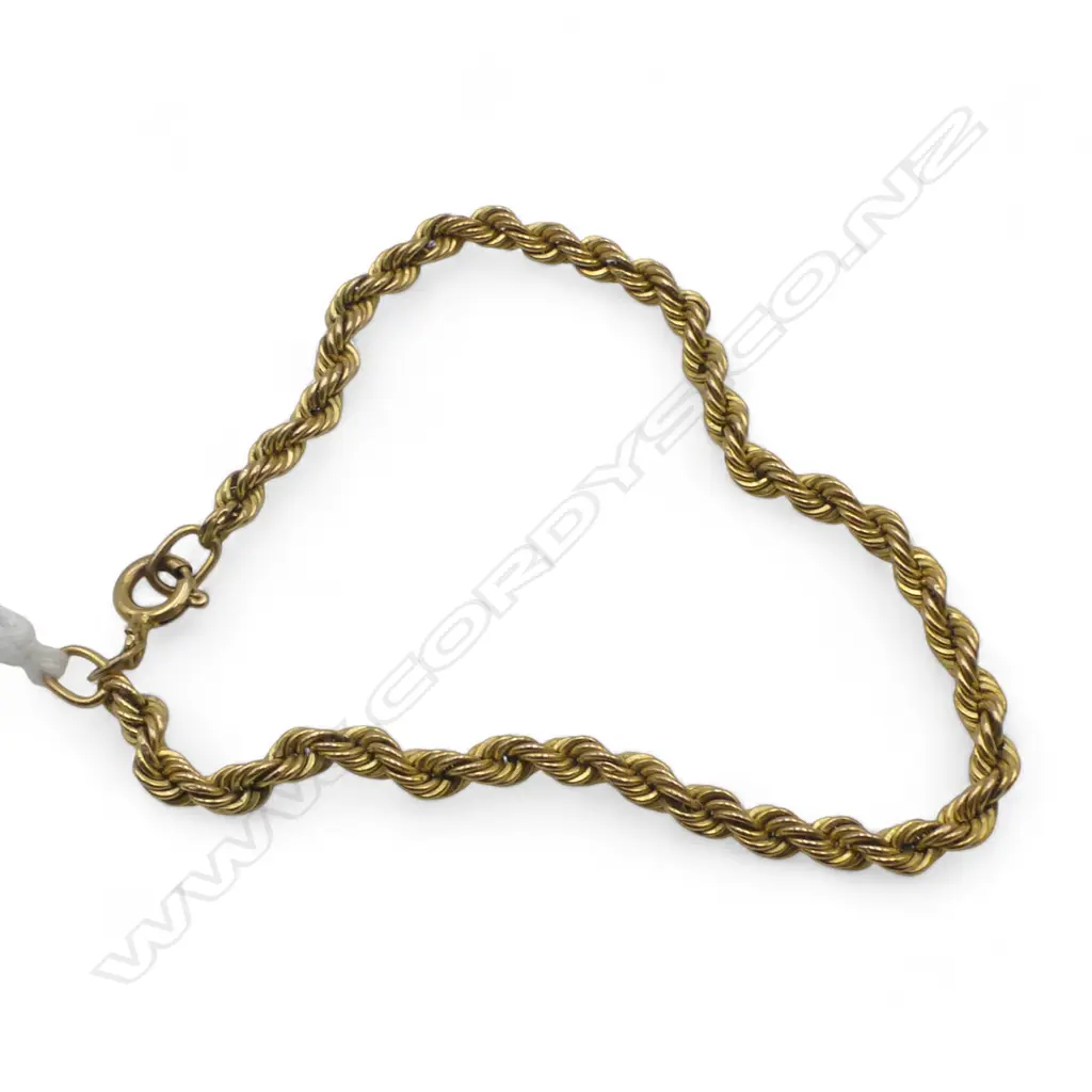 9CT GOLD ROPE TWIST CHAIN BRACELET 1.78gms Image 1++