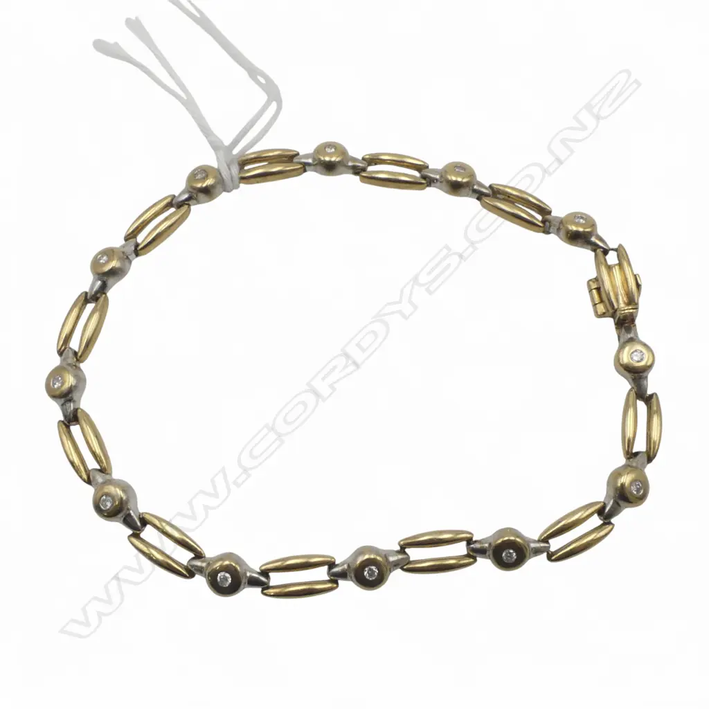 9ct BRACELET w DIAMOND LINKS, 7.20gm Image 1++