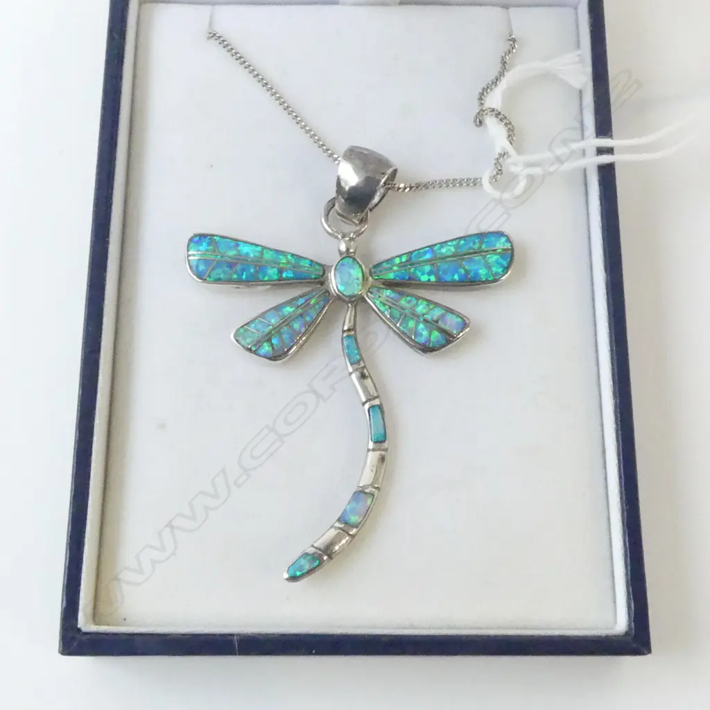 STG SILVER OPAL CHIP DRAGONFLY on chain. In box Image 1++