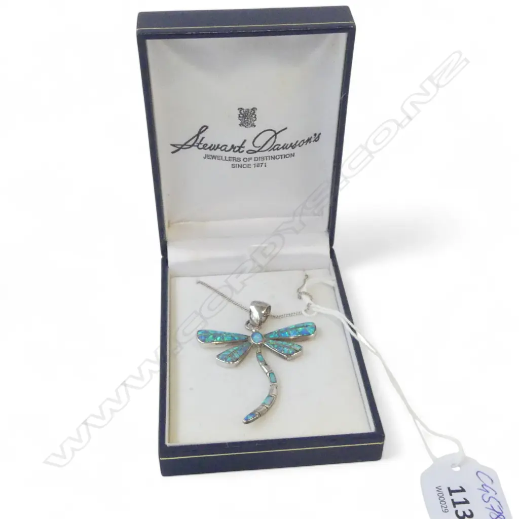 STG SILVER OPAL CHIP DRAGONFLY on chain. In box Image 1++