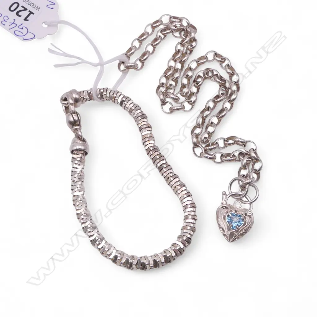 STG SILVER NECKLACE + BRACELET 35.12gms Image 1++