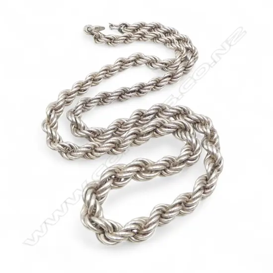 SILVER ROPE TWIST GRADUATED NECKLACE L.420mm