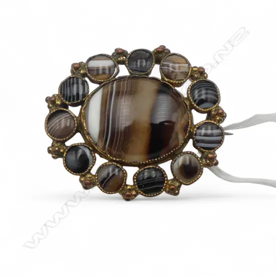 rolled gold 1800's agate brooch