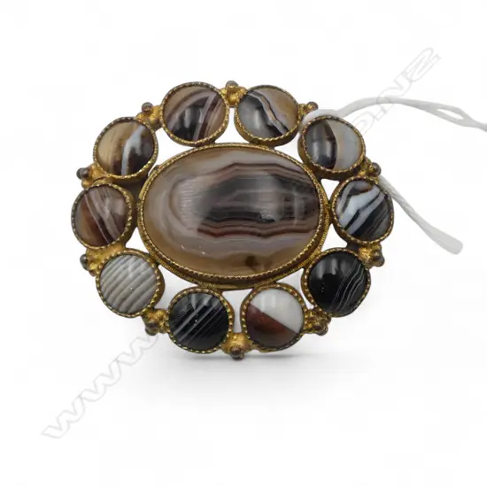 rolled gold 1800's agate brooch