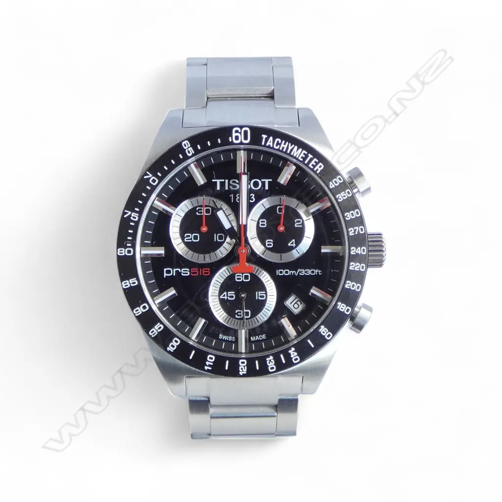 TISSOT PRS 516 CHRONOGRAPH WRISTWATCH; Original box, card w. reference # & date 23-11-15 Image 1++