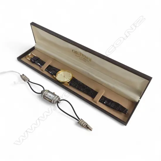 2 watches: gent's 'Orient FX' quartz + ladies Cartier silver wristwatch 1 diamanté replaced  