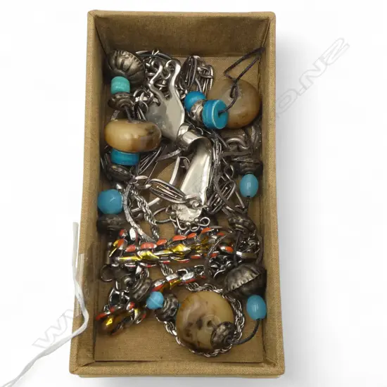 ASST. SILVER CHAINS, 42.8gm, DRAGON BRACELET stamped S925, PLATE fork pendant, bracelet & ethnic necklace