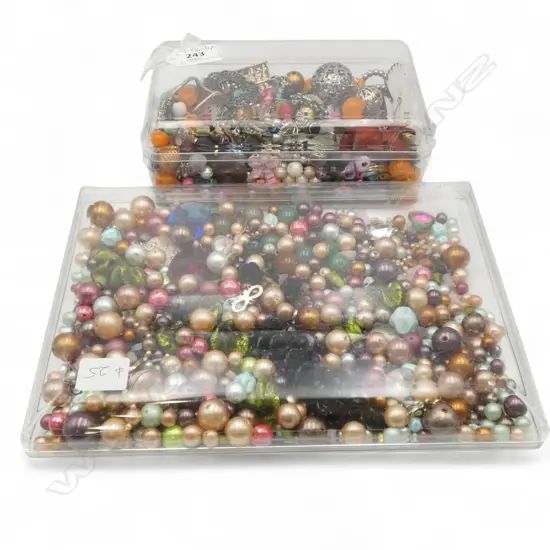 2 BOXES COSTUME BEADS ETC