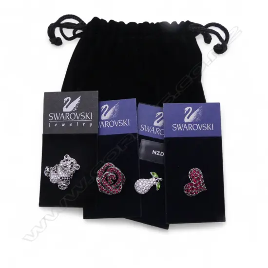 4 SWAROVSKI MINI CRYSTAL LAPEL PINS 