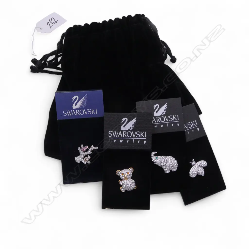 4 SWAROVSKI MINI CRYSTAL LAPEL PINS Image 1++