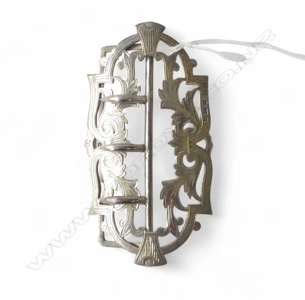 Silver all in one belt buckle Birmingham 1902 by W G Keight & Co. 26gms. L.86mm Image 1++