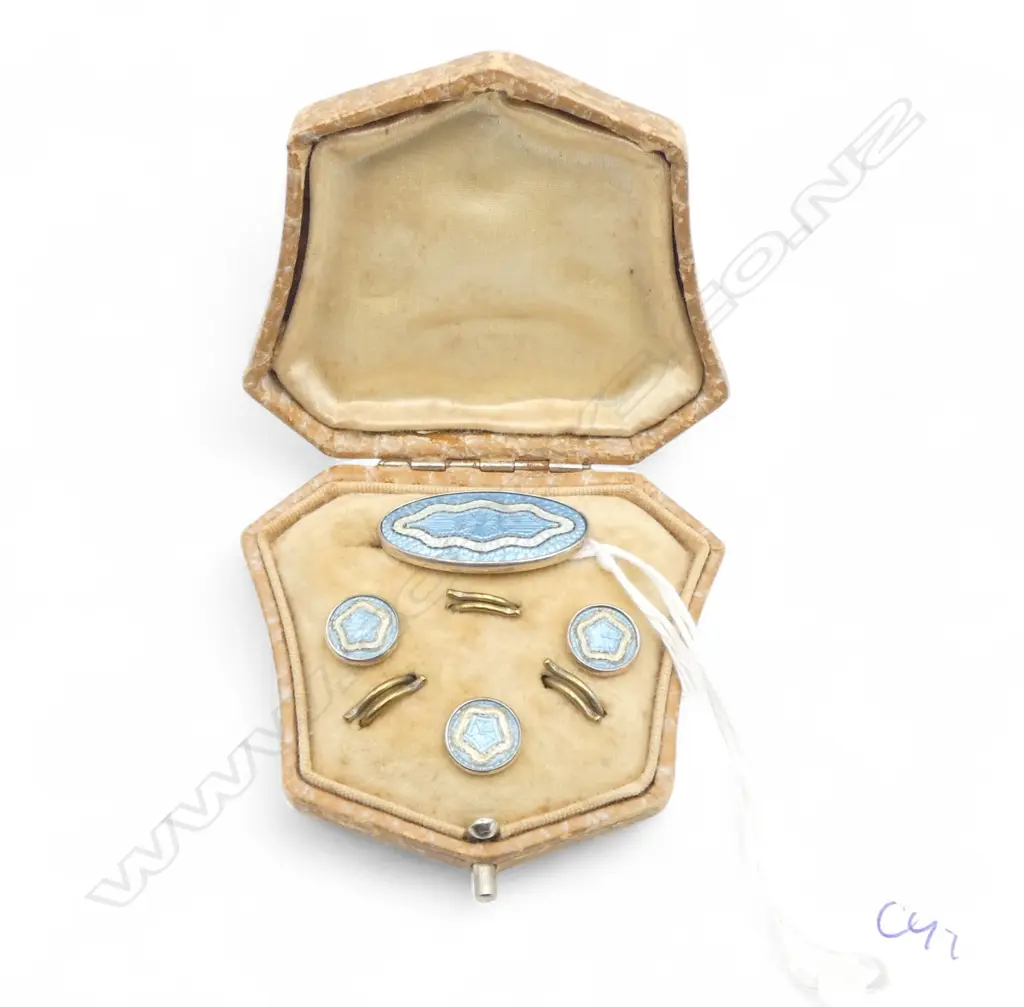 Vintage silver and enamel studs complete in box Image 1++