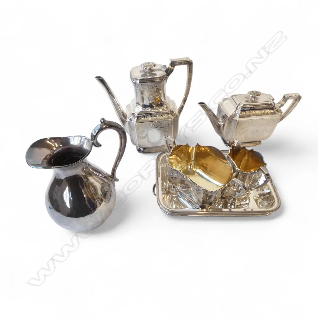 6 PCES SILVER PLATE INCL. 4 PCE COFFEE / TEA SET Image 1++