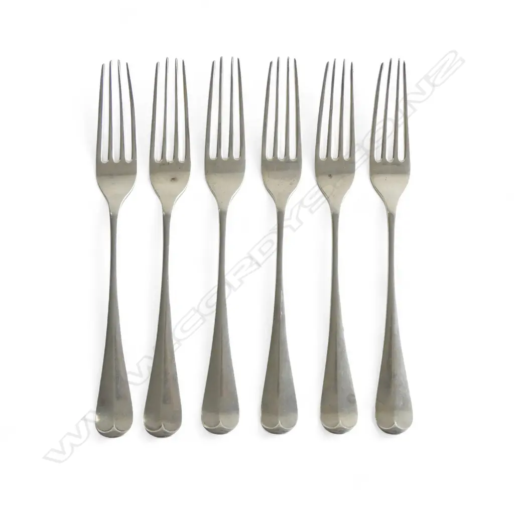 SIX SILVER DINNER FORKS LONDON 1921 396gms Image 1++