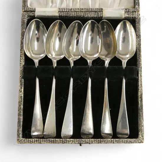 6 VICTORIAN STG SILVER TEASPOONS, HENRY HOLLAND, LONDON 1876 94gms, BOXED