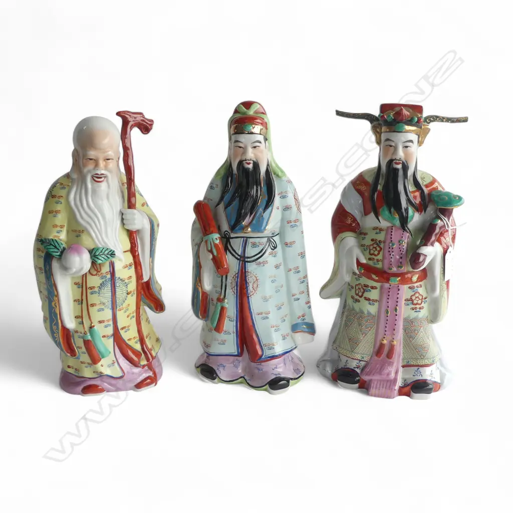 3 LRG CHINESE DEITY FIGURES, H.330mm Image 1++