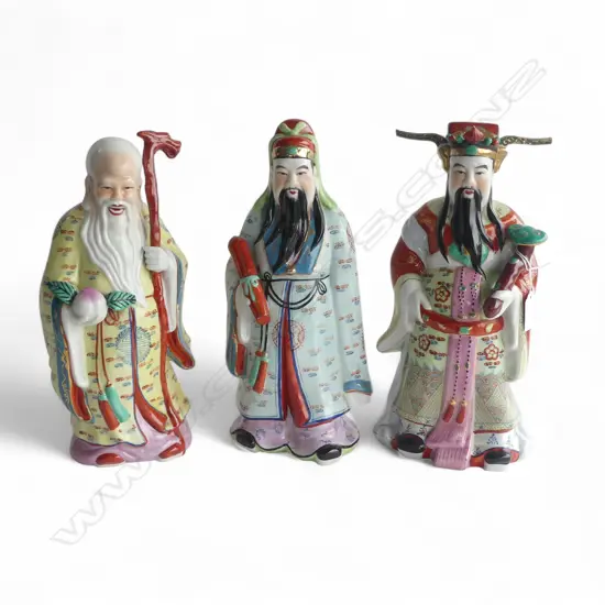 3 LRG CHINESE DEITY FIGURES, H.330mm