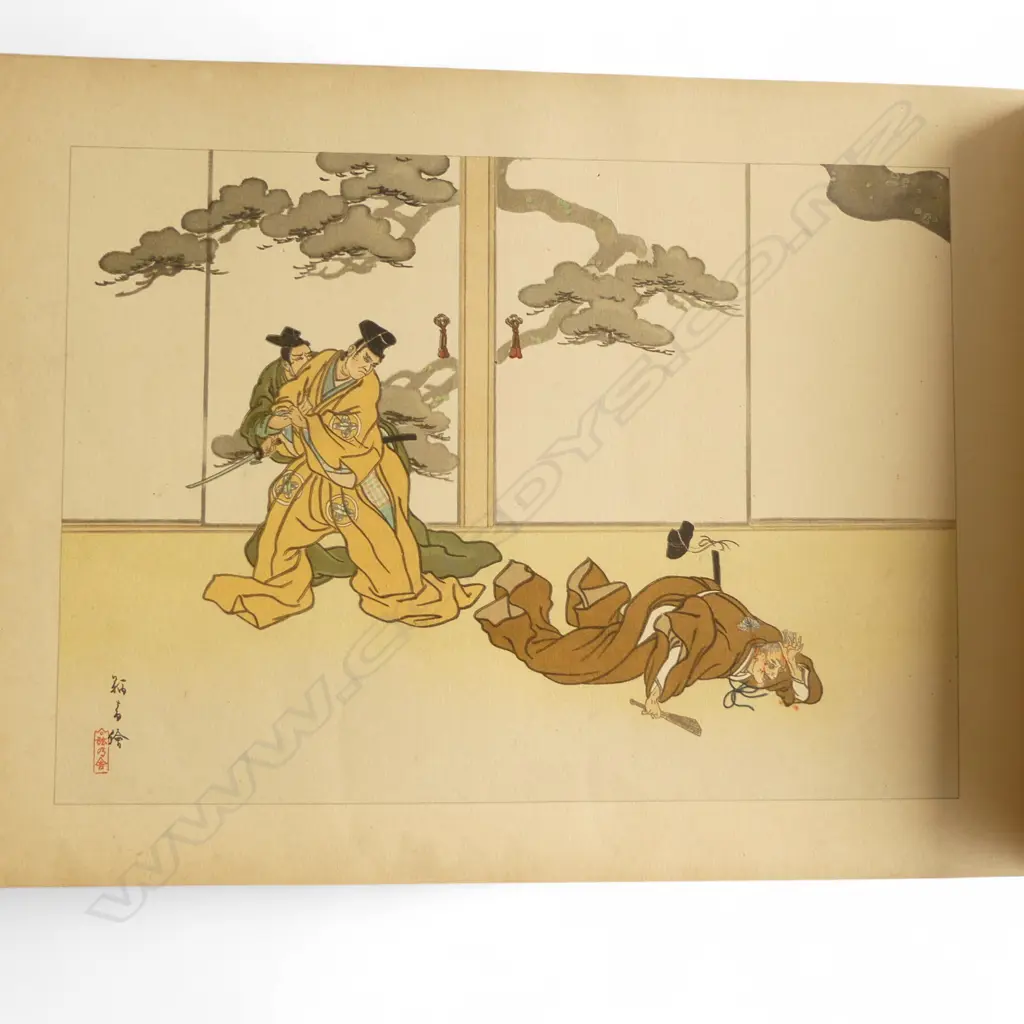 THE STORY OF THE FOURTY-SEVEN RONIN THE EASTERN MAN OF HONOUR. 18 PRINTS. COLOPHON MISSING. ex Libris I Heriot Image 1++
