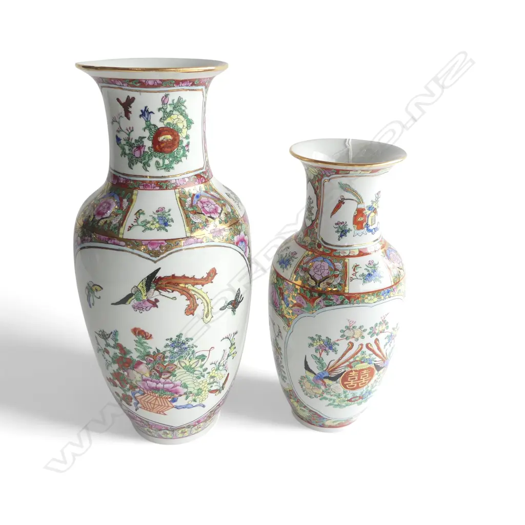 TWO FAMILLE ROSE CHINESE VASES, H.320 & 260mm Image 1++