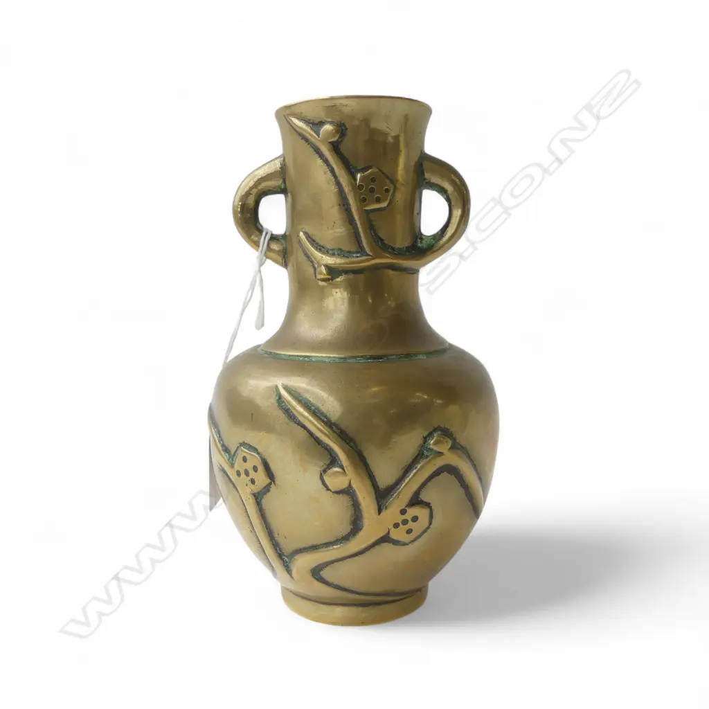 VINTAGE BRASS CHINESE VASE H170mm Image 1++