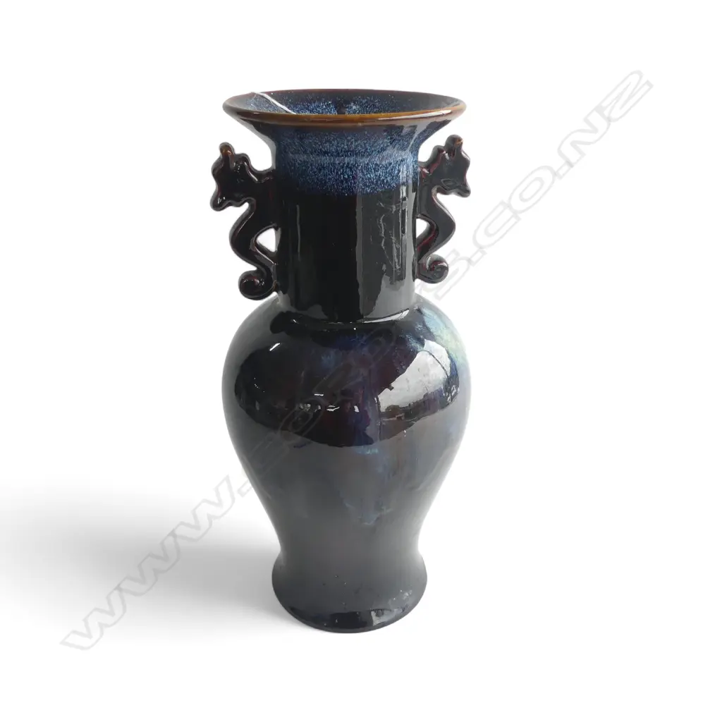 CHINESE BALUSTER VASE w DRAGON HANDLES, H.370mm Image 1++