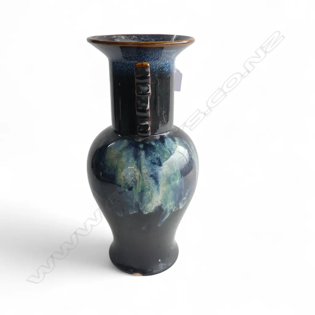 CHINESE BALUSTER VASE w DRAGON HANDLES, H.370mm Image 1++