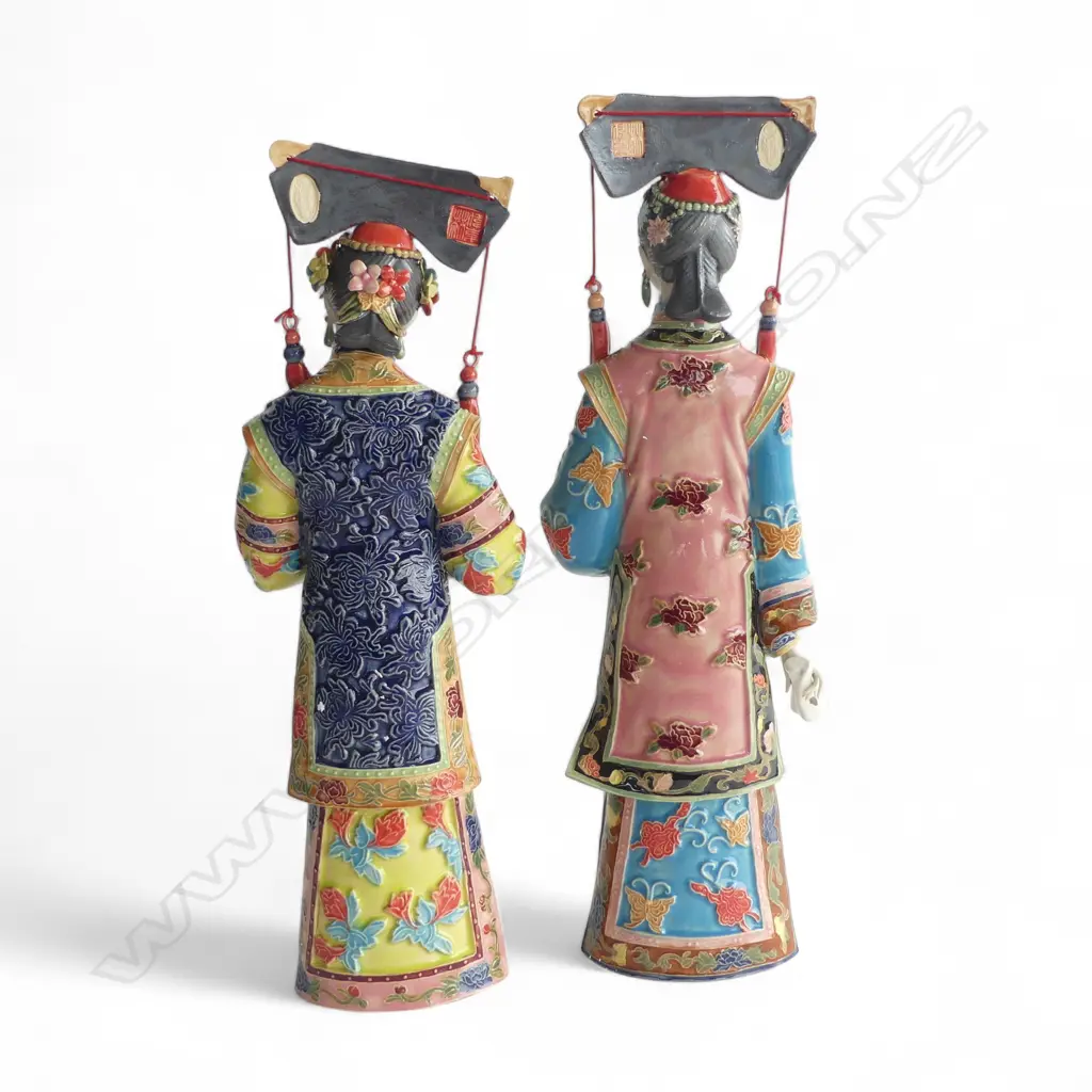 CHINESE SHIWAN FIGURINE DEPICTING QING DYNASTY WOMAN 360 mm (H) each Image 1++