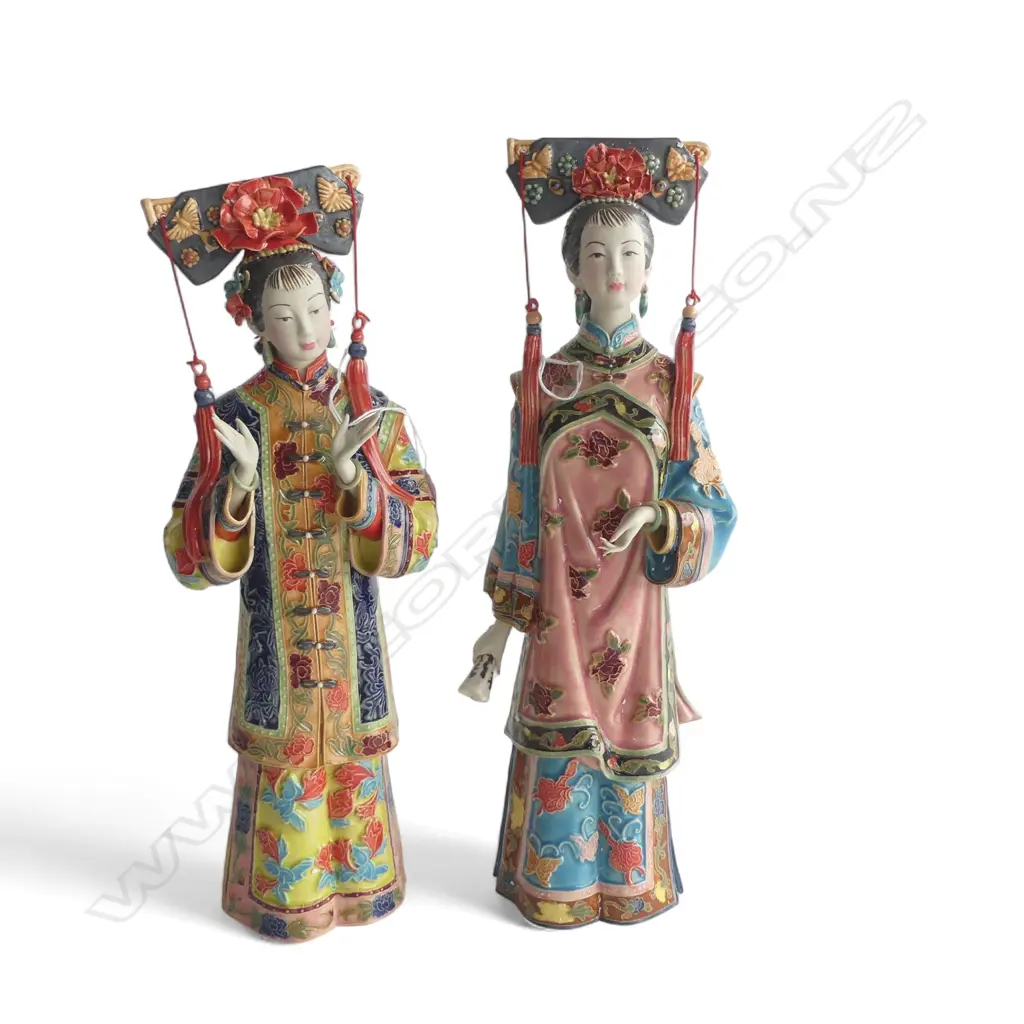 CHINESE SHIWAN FIGURINE DEPICTING QING DYNASTY WOMAN 360 mm (H) each Image 1++