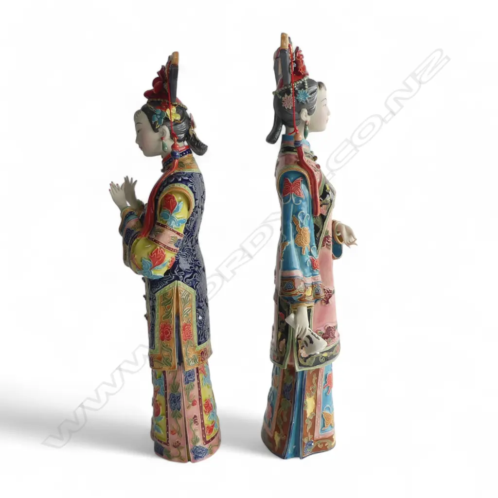 CHINESE SHIWAN FIGURINE DEPICTING QING DYNASTY WOMAN 360 mm (H) each Image 1++