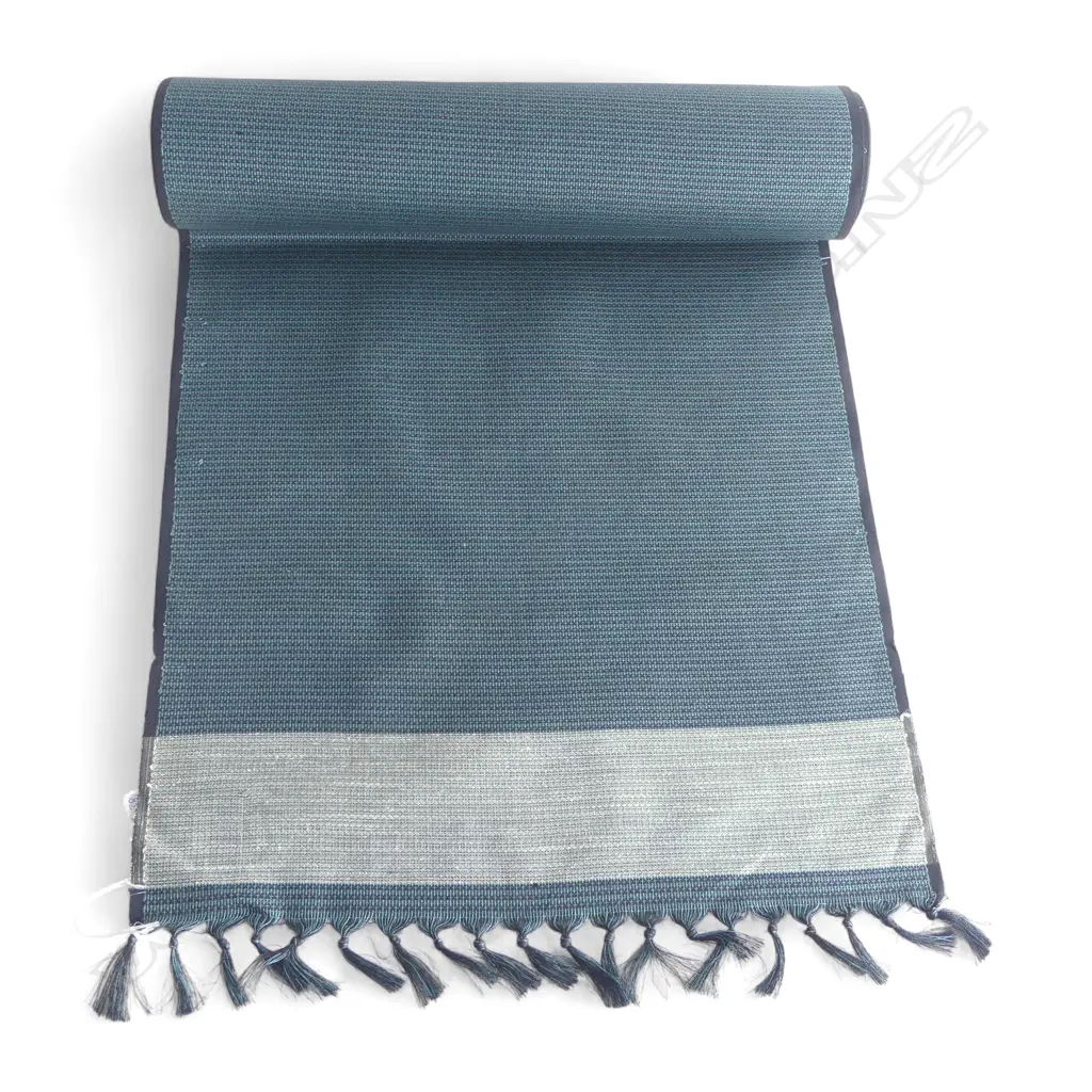  1980's NISHIJIN TEXTILE (Kyoto) JAPANESE ROLL OF PATTERNED SILK L.12m. W.360mm. New old stock blue black fine pattern Image 1++