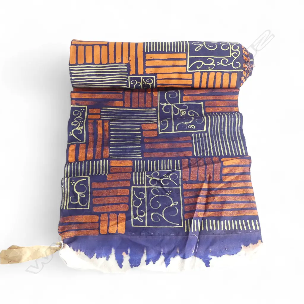  1980's NISHIJIN TEXTILE (Kyoto) JAPANESE ROLL OF PATTERNED SILK L.12m. W.360mm. New old stock orange & blue pattern Image 1++