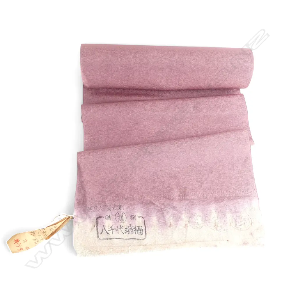  1980's NISHIJIN TEXTILE (Kyoto) JAPANESE ROLL OF PATTERNED SILK L.12m. W.360mm. New old stock soft mauve purple plain Image 1++