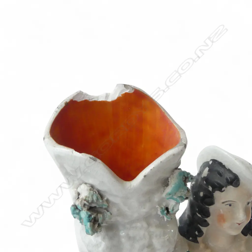 VICTORIAN FLAT BACK SPILL VASE H.260mm, RED RIDING HOOD FIGURINE (FAULTS) Image 1++