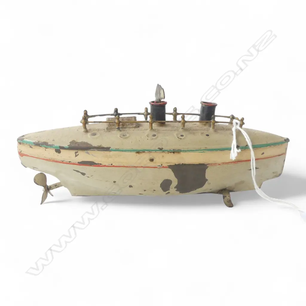 VINTAGE WIND UP BOAT TOY L.170mm Image 1++