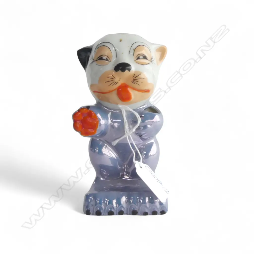 VINTAGE JAPANESE LUSTRE GLAZED BONZO TOOTHBRUSH HOLDER H.140mm Image 1++