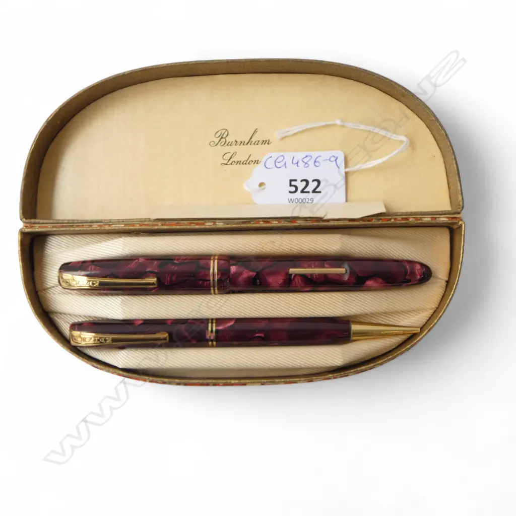 BURNHAM PEN SET No.255 14ct GOLD NIB Image 1++