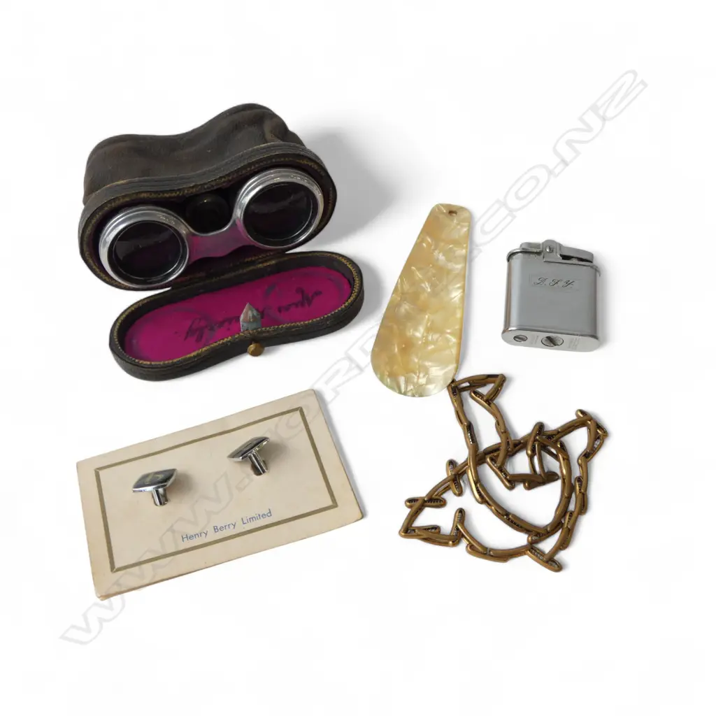 LIGHTER, ASST. CUFF LINKS, PR LEATHER CASED OPERA GLASSES Image 1++