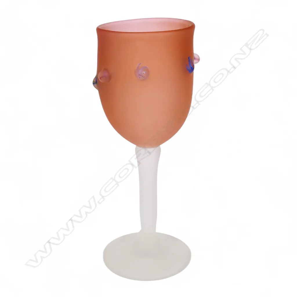 PETER VEISNEK ART GLASS GOBLET with applied murrines H.215mm Image 1++