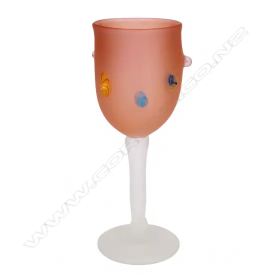 PETER VEISNEK ART GLASS GOBLET with applied murrines H.215mm