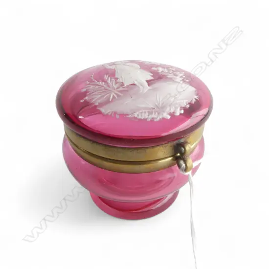 VICTORIAN MARY GREGORY round JEWEL BOX  H.70mm.