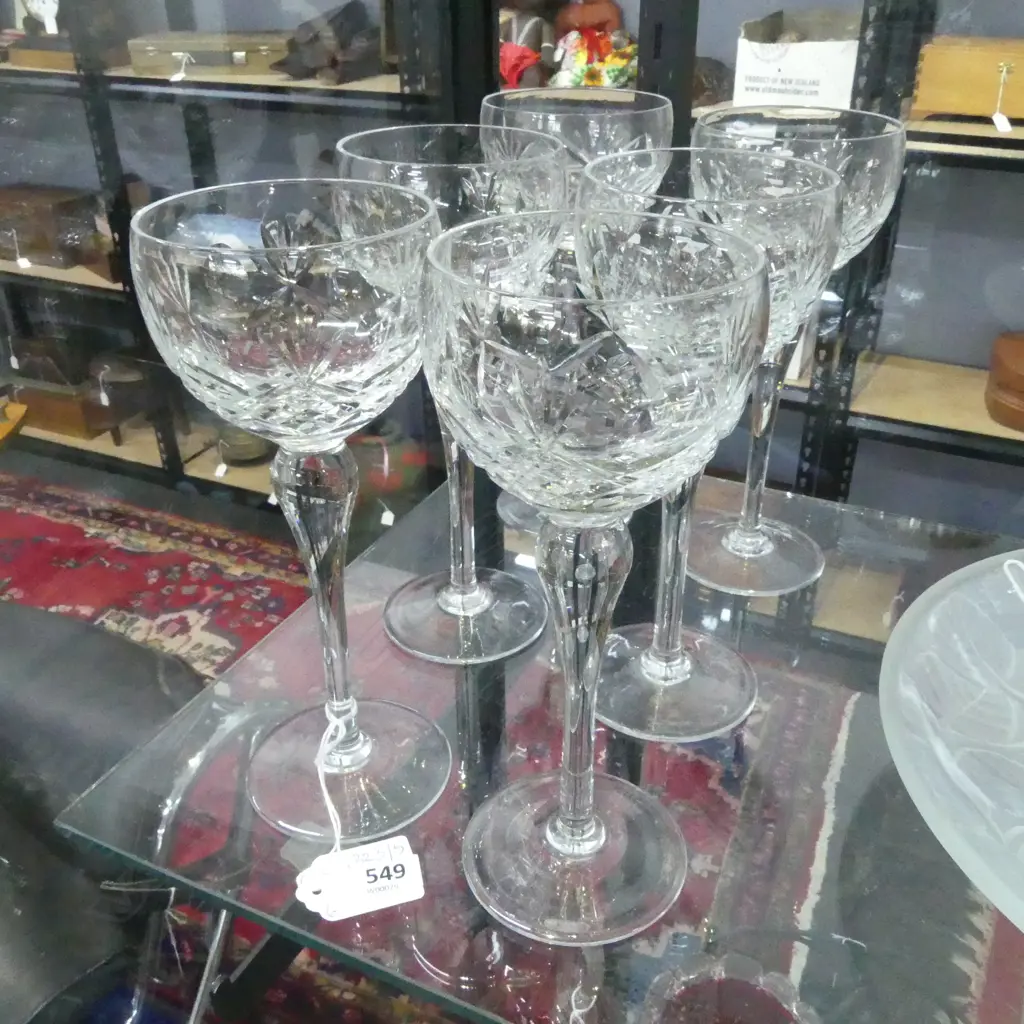 6 BRIERLEY CRYSTAL WINE GLASSES H.195mm Image 1++